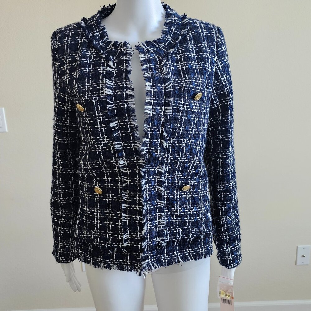 NEW Nanette Lepore Navy & White Jacket | Tassel Trim